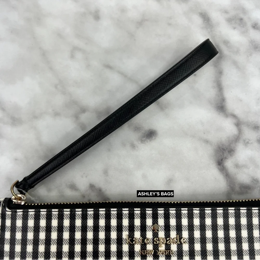 Kate Spade Lucy Jazzy Gingham Print Medium L-zip Wristlet Wallet